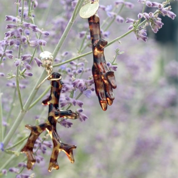 New seaweeds coral dangling beach acrylic earrings - Picture 6 of 7